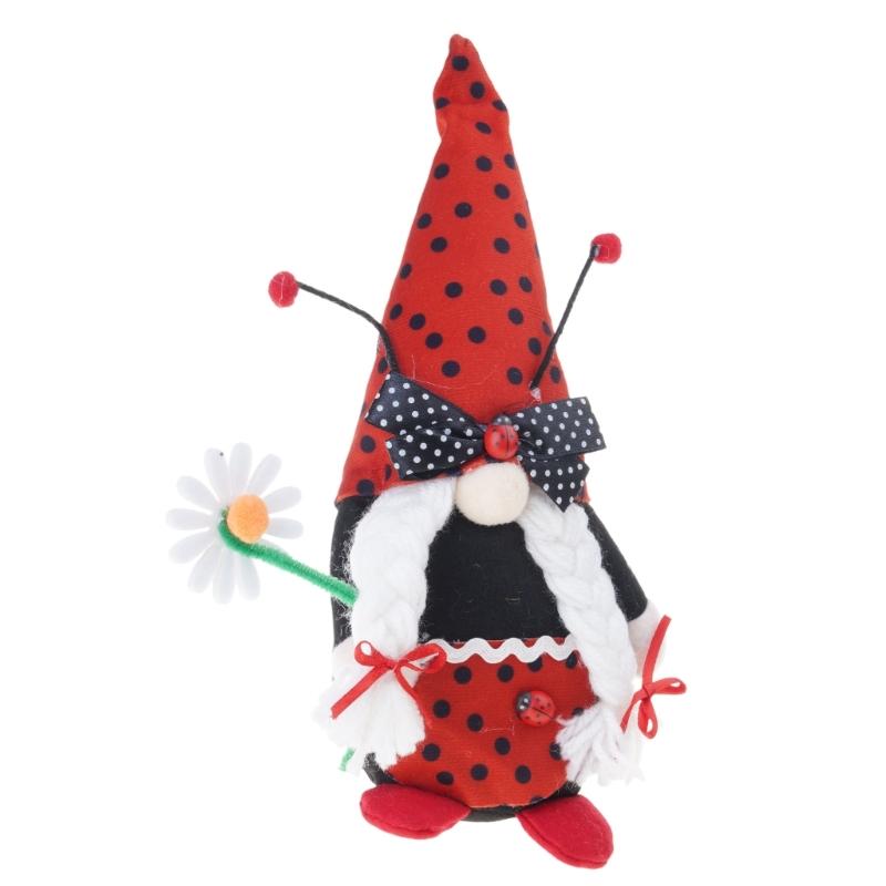Ladybug Gnomes Tomtes Nisse Swedish Dwarfs Faceless Doll for Halloween Kitchen