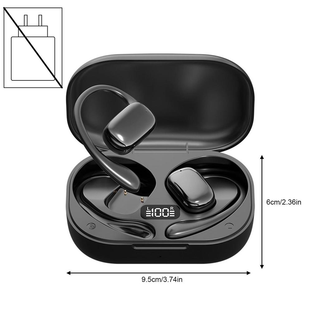 Wireless Earbuds Bones Conduction Bluetooth V5.4 Earphones with Non In Ear Hanging Type Sports Digital Display Ultra Long Battery Life Earphones