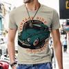 Summer Round Neck 3D Retro Car Pattern Print Top Fashionable Casual Short Sleeved Men's T-shirts