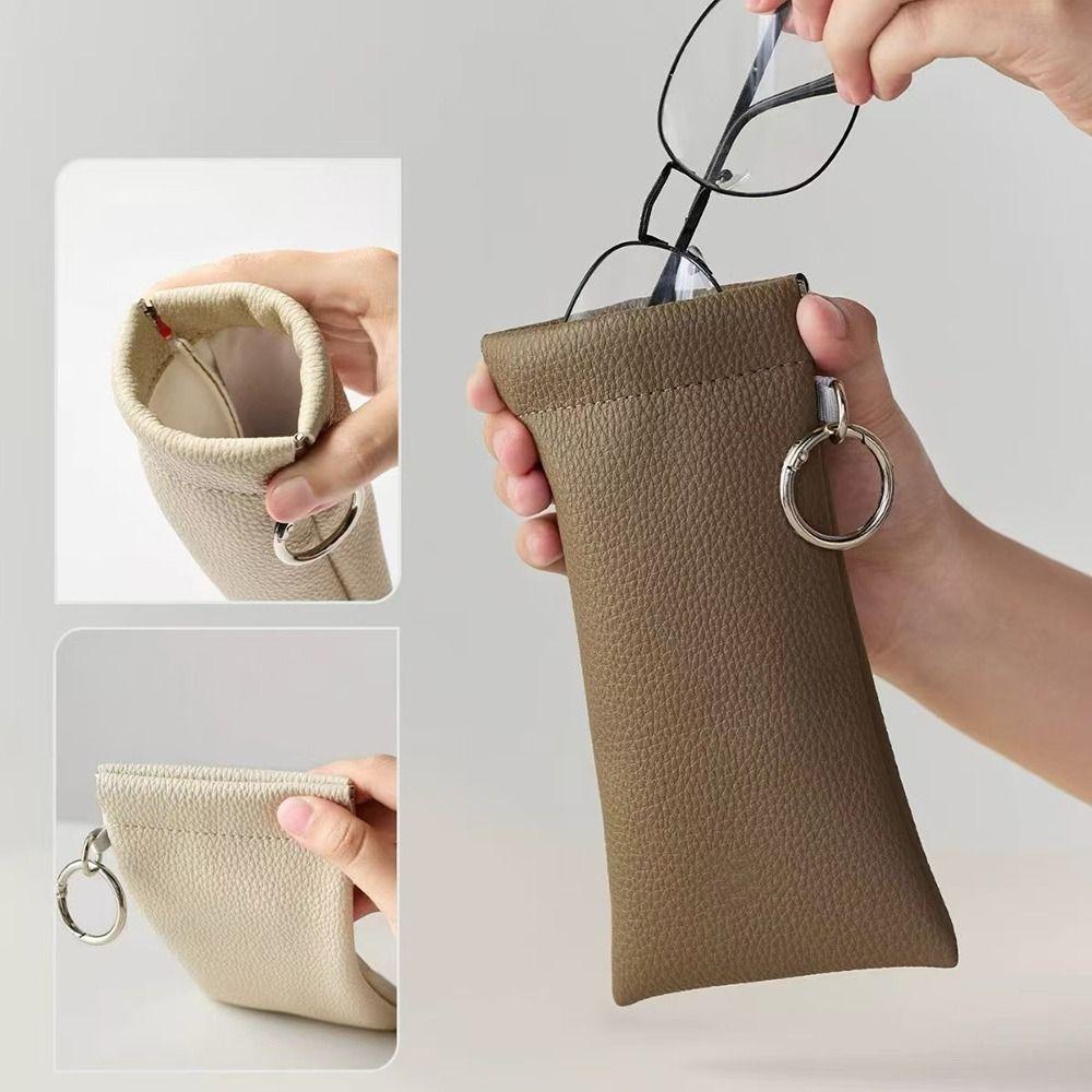 PU Leather Glasses Protective Case Dustproof Eyewear Pouch Portable Glasses Storage Bag Travel Use
