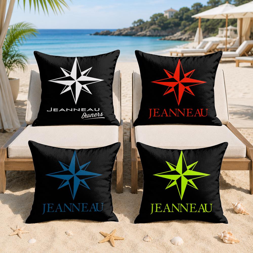 JJeanneau Yacht LOGO Cushion Cover Silky Short Plush Invisible Zipper Dustproof Sofa Pillow Case For Home Decor