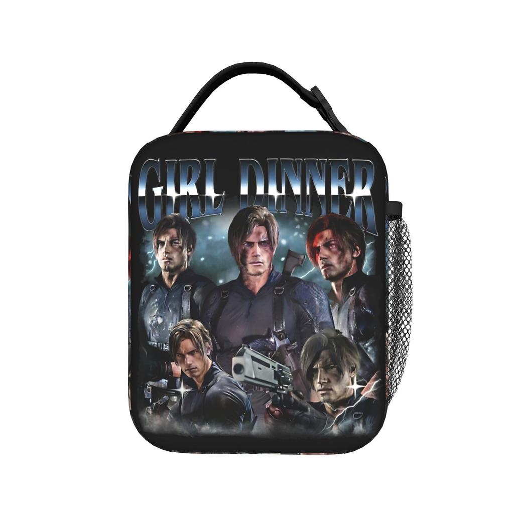 Leon Kennedy Girl Dinner Resident Evil Lunch Bag Fashion Lunch Box Zipper Thermal Tote Handbags For Women Designer Cooler Bag