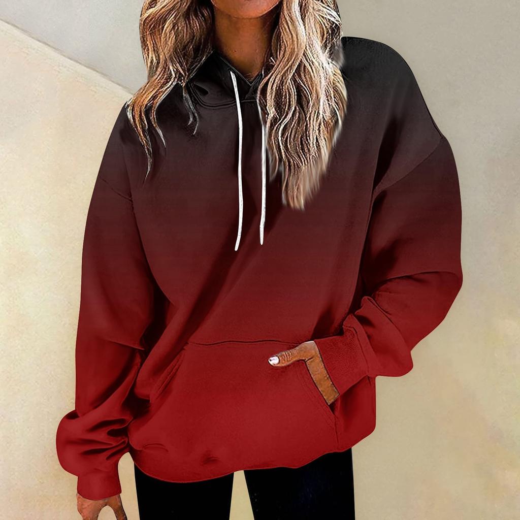 Women's Fashion Daily Versatile Casual Crewneck Sweatshirts Graphic Daily Long Sleeve Gradient Patchwork Printed Top Sweatshirts