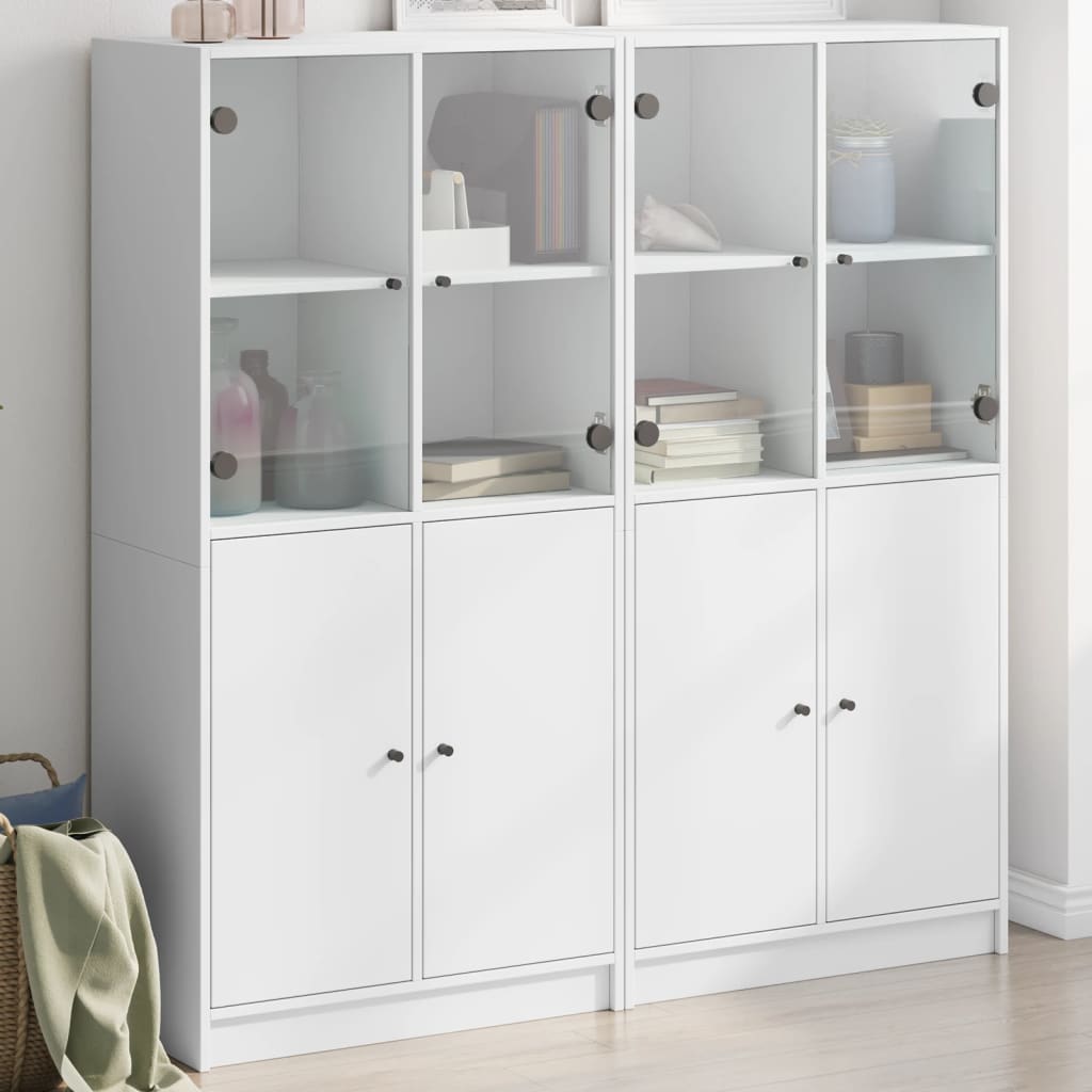 Vidaxl Biblioteczka Z Drzwiczkami, Biała, 136X37X142 Cm