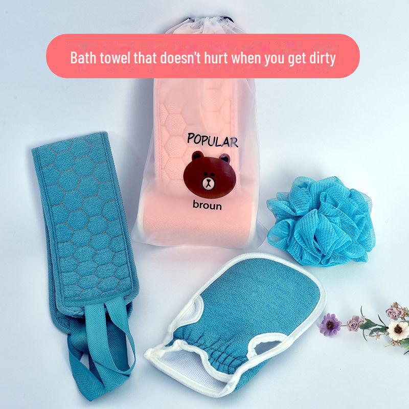 Комплект из трех банных полотенец с грязевым шариком и длинным полотенцем для очищения и релаксации.