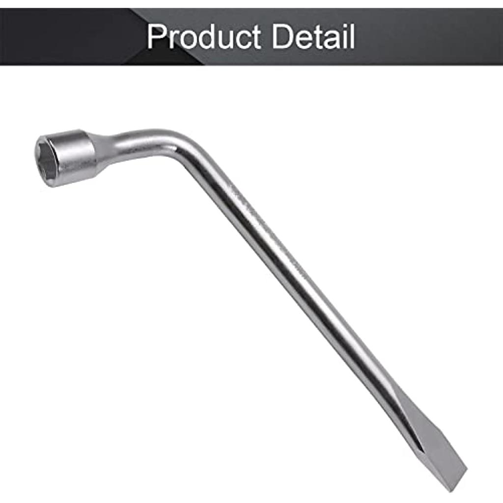 Car Spare Tire Lug Wrench - L type Hexagonal Head 17/19/21mm Slotted End Socket Repair Tool, Standard Tire Wrench