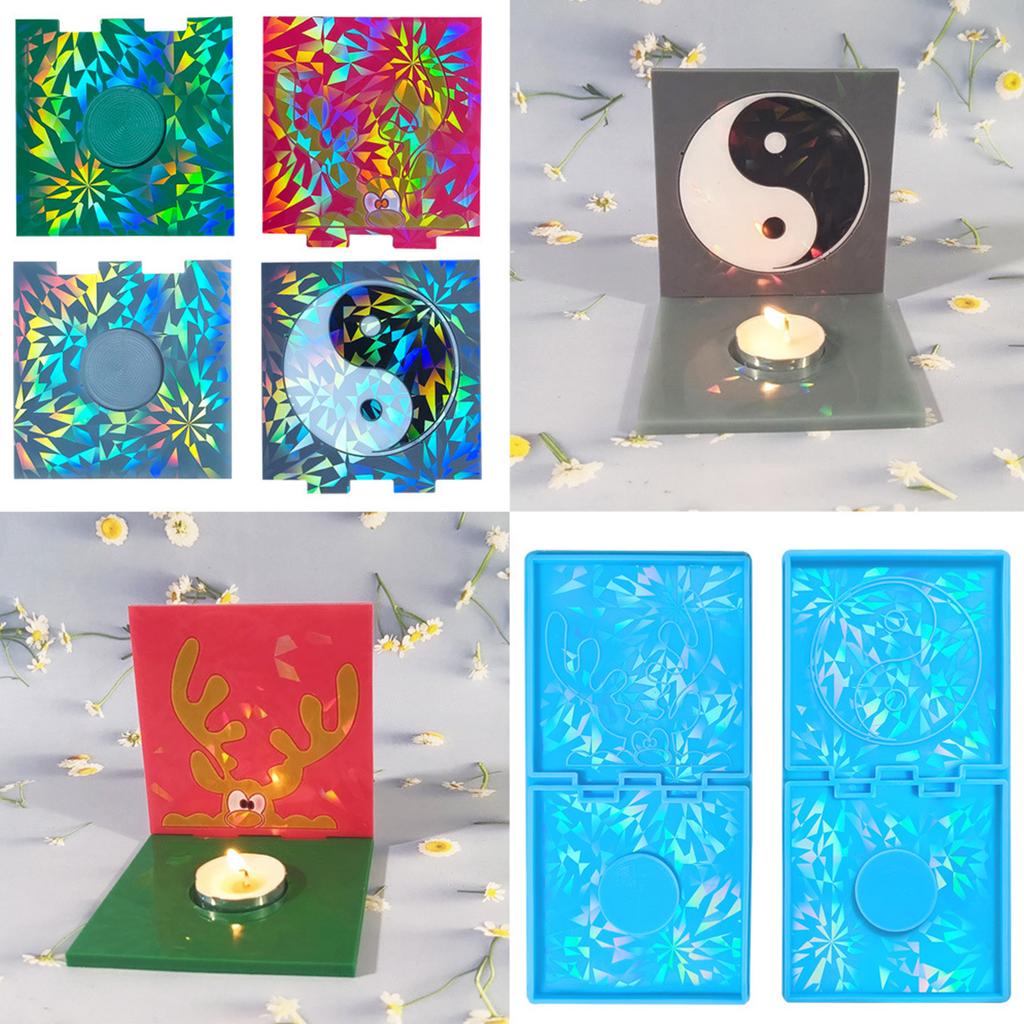 Голографический подсвечник из смолы Силиконовая форма Тай Чи Форма лося Подходит для эпоксидного подсвечника Семейный декор стола