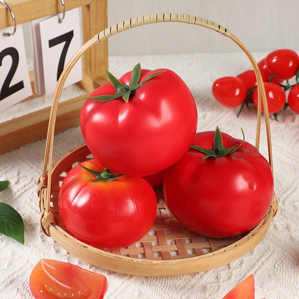 5pcs Mini Artificial Tomato Ornament Lifelike Fake Vegetables Props Fruit Shop Decoration