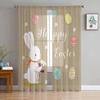 Easter Window Sheer Curtains for Bedroom Living Room Easter Egg Easter Bunny Spring Flower Chiffon Voile Sheer Drapes Curtain