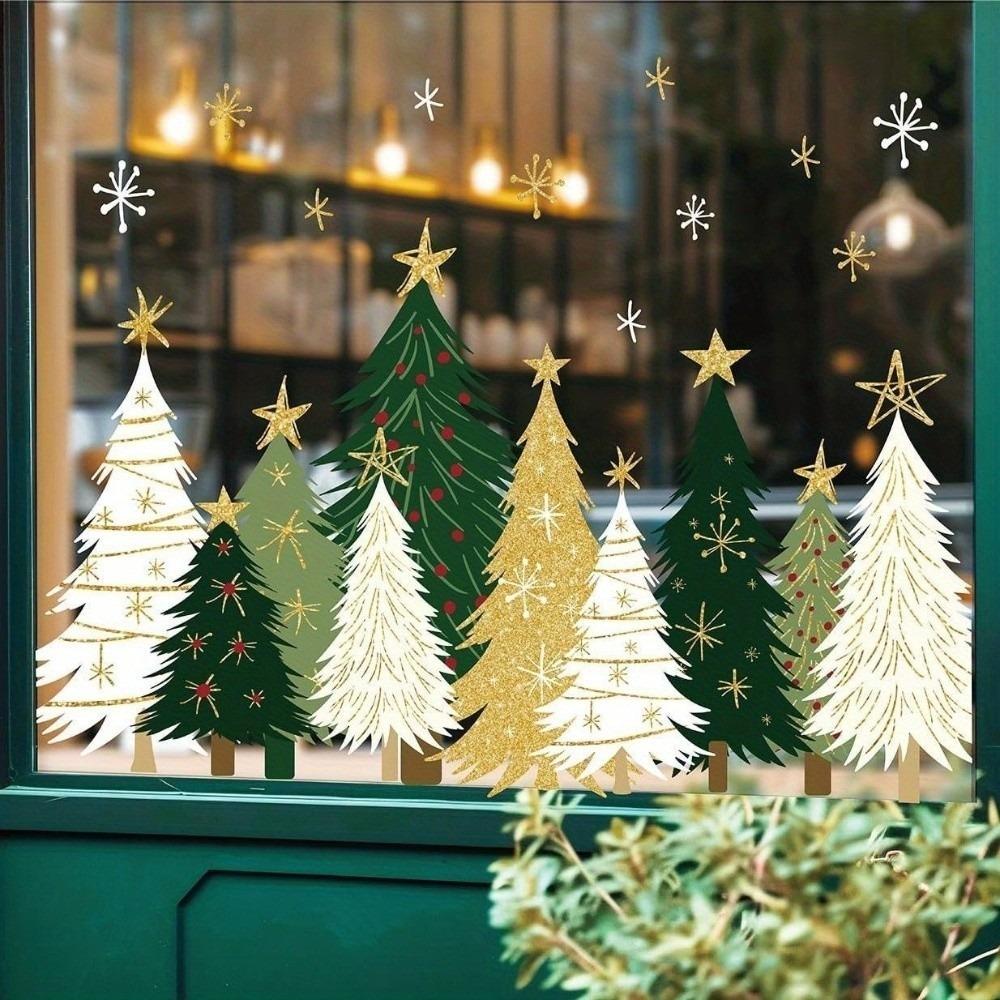 No-Glue Christmas Window Clings No-Adhesive Glass Decals New Static Stickers  Winter
