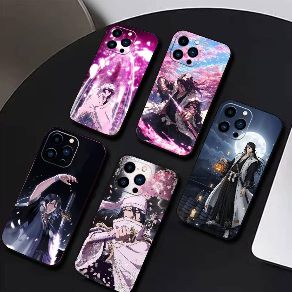 B-Bleach Anime K-Kuchiki Phone Case For iPhone 17 16 15 14 13 12 Max Plus Silicone Black Cover