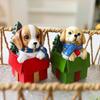 Christmas Puppy Resin Ornament Cute Puppy In Scarf Figurine Christmas Showcase Desk Home Office Decorations