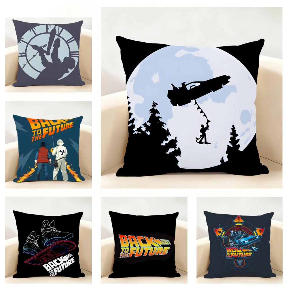 Classic SciFi Movie BBack To The FFuture Cushion Cover Linen Pillowcase Soft for Sofa Bed Home Room Decor