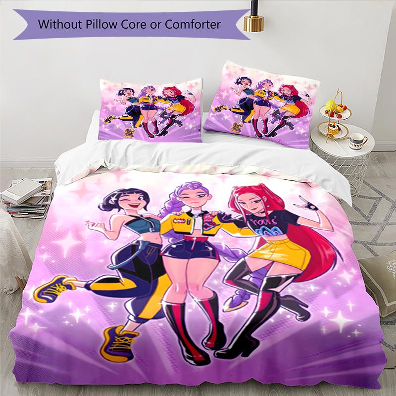 3pcs KPop Demon Hunters17 Design Cover Set - HD Printed Bedding with 1 Cover and 2 Pillowcases - Perfect for Home and Dorm Decor