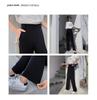 Women's High Waist Wide Leg Ice Silk Trousers - Slimming, Casual, Black, Floor-Length