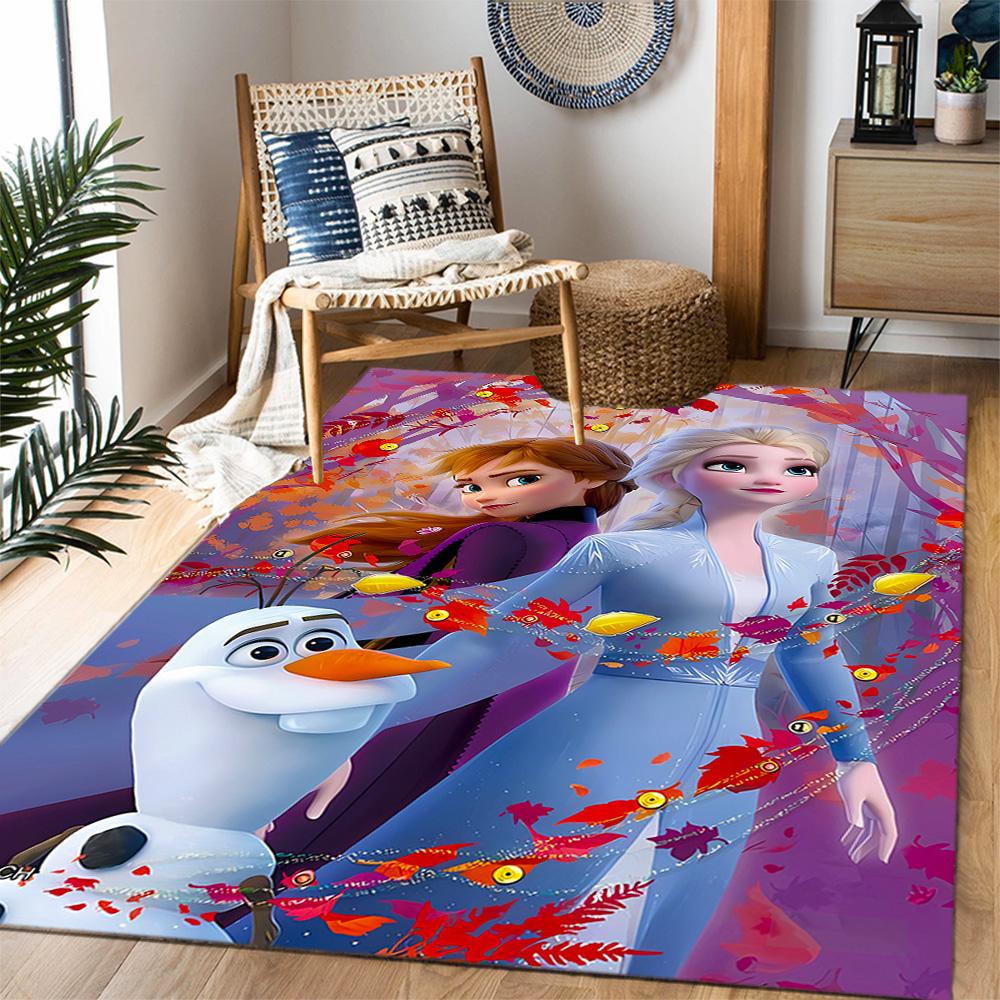 Frozen Adventure Disney Cartoon Theme Anti-Slip Rug - Polyester, Home Decor, Suitable for Bedrooms, Living Rooms, Doorways, and Studios