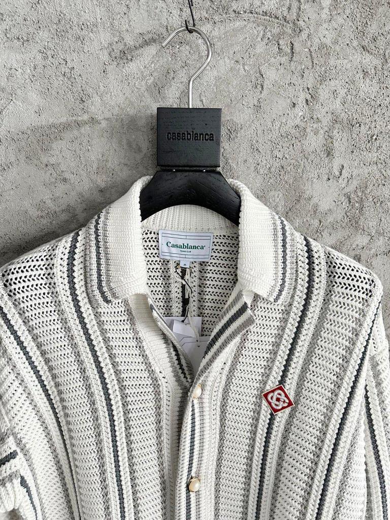 CASABLANCA Sicilian Style Handmade Woven Stripes Unisex Long Sleeve Cardigan Sweater