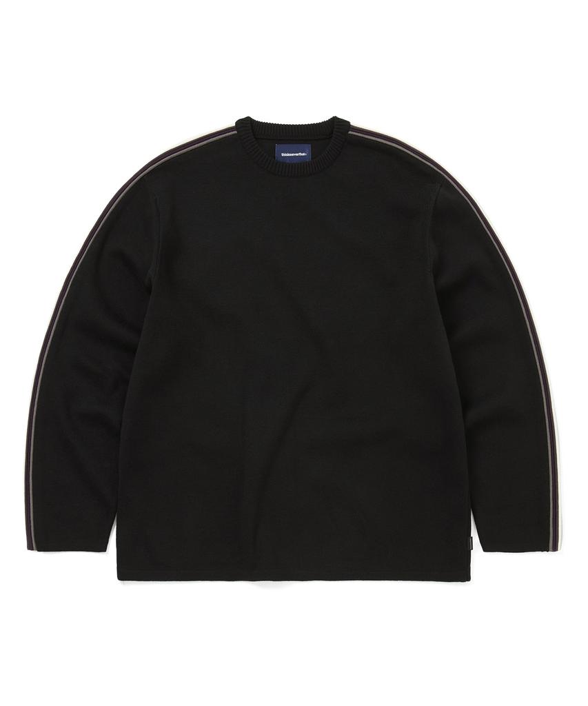 THISISNEVERTHAT Striped Sleeve Knit Crew Black