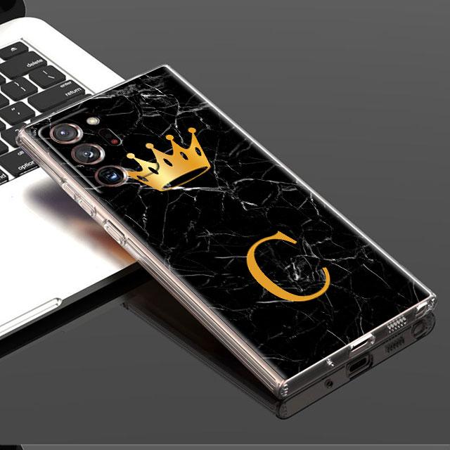 Чехол Gold Crown Letter Queen для Samsung Galaxy S21 FE S20 S22 Note 20 Ultra 10 Plus 8 9 Note10 Lite Capa Clear Silicone Coque