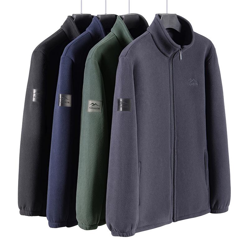 Пушистая куртка шерпа для мужчин, повседневная, на молнии, со стойкой, осенне-зимняя, теплая верхняя одежда, флисовые куртки, мужское пальто для активного отдыха, походов, мягкое, с карманами