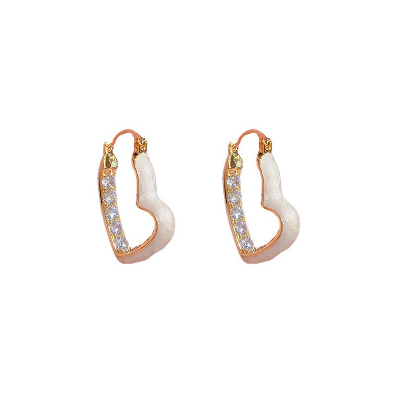 Серьги-гвоздики Tide Foreign Gas Niche Design Temperament Серьги с белой глазурью и бриллиантами Love для женщин