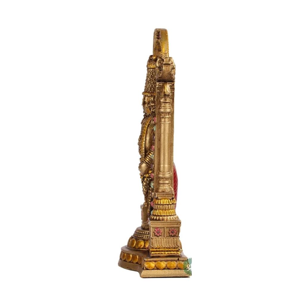8" Tirupati Balaji Fine Metal Finish Idol Decorative Showpiece Handcrafted Tirupati Balaji Murti for Home Office and Gifting Purpose Sculpture, Golden