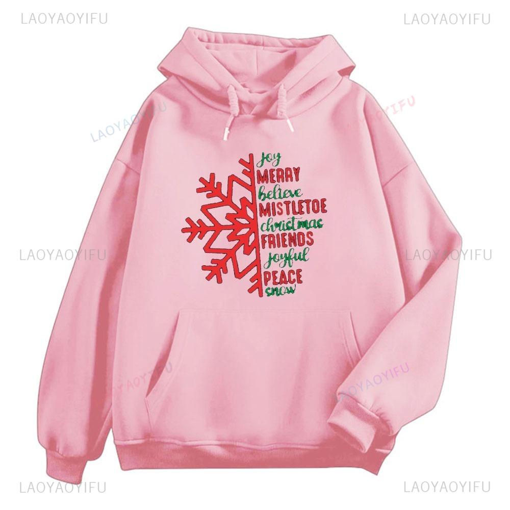 Joy Merry Believe Christmas Sweatshirt Inspirational Holiday Snowflake Hoodie Unisex Women Men Sweatshirt New In thermal hoodie