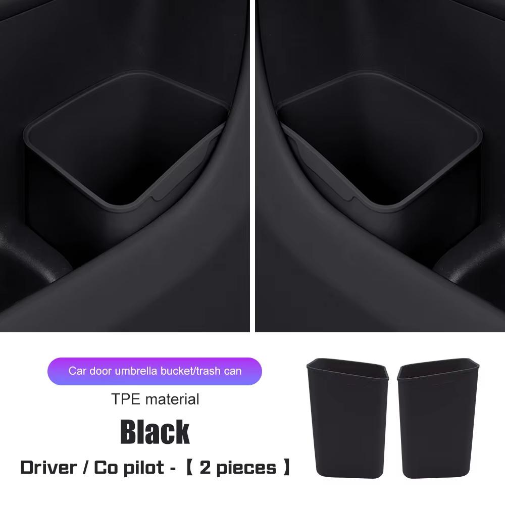 Poubelle de voiture en silicone 1/2 pièces, boîte de rangement en silicone pour porte de voiture, support multifonctionnel pour déchets et parapluie,