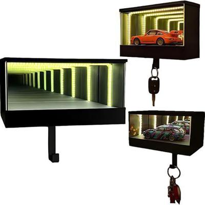 Ключница Infinity для гаража Крючки для гаража Коробка LED Органайзер USB-зарядка Декоративное зеркало Иллюзия Ключница для дома Декор дома