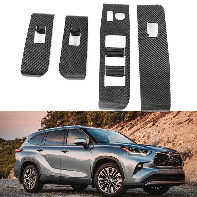 For 2020-2022 Toyota Highlander Window Switch Panel Cover Trim Carbon Fiber Look