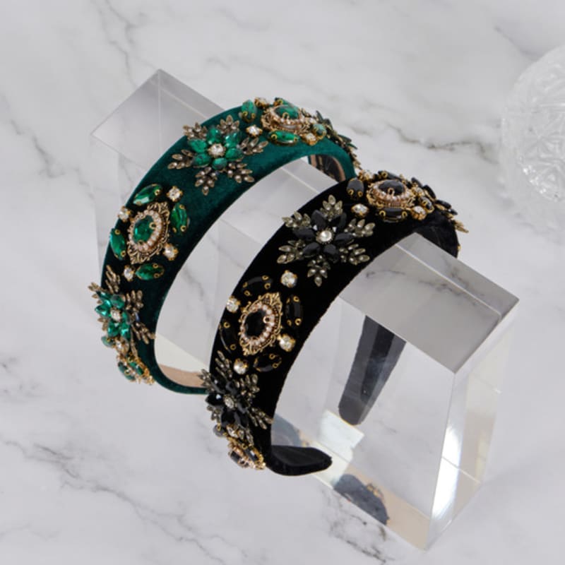 LALA Бархатная широкая повязка для волос с драгоценностями