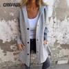 Autumn and Winter Women's Plus Size Solid Colour Casual Single Breasted Hooded Jacket Coat