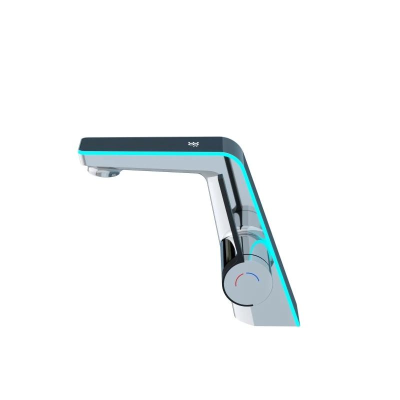 Высококачественный дисплей температуры для раковины, светодиодный кран со светодиодной подсветкой, 2 режима, распылитель горячей и холодной воды, смеситель для раковины, одно отверстие для ванной комнаты