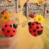 Welcome Sign Cartoon Style Sunflower Decor Vibrant Color Ladybug Spring Door Wreath for Backyard