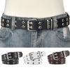 Hollow Punk Casual Women'S Belt Fashion Star Gas Eye Decoration Double Row Belt Women'S Jeans Belt Men