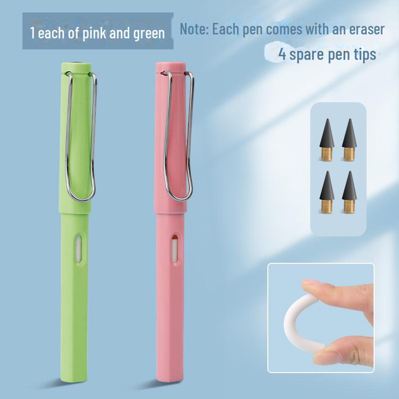 Нетоксичный, не требующий заточки, бесконечный по стиранию, стираемый и долговечный ученический карандаш.