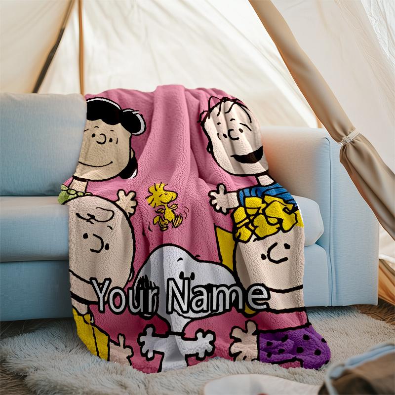Custom Name Snoopy Theme Printed Blanket - Perfect for Couch, Bed, Travel & Outdoor Use | Machine Washable, Cozy & Durable.