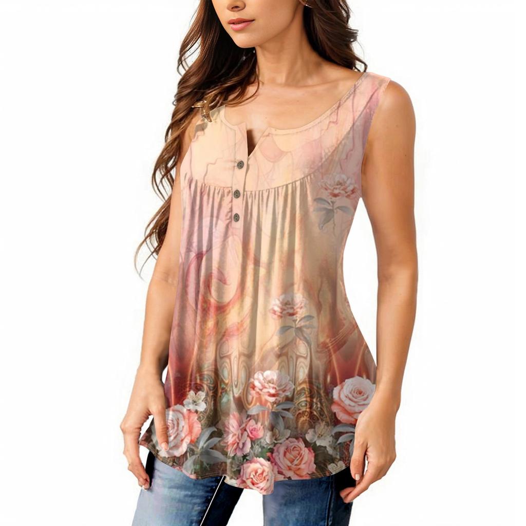 Женская мода, однотонная плиссированная повседневная футболка без рукавов, жилет на пуговицах, топ