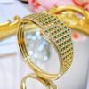 CMM Dubai Golden Retro Emerald Color Zirconia Hollow Large Wide Bangle Bracelet Womens Party Aristractic Hand Jewelry Accessories