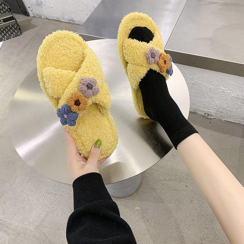 Мягкие плюшевые хлопковые милые тапочки для пар, унисекс, нескользящие напольные домашние пушистые тапочки для женщин, обувь для спальниdf4