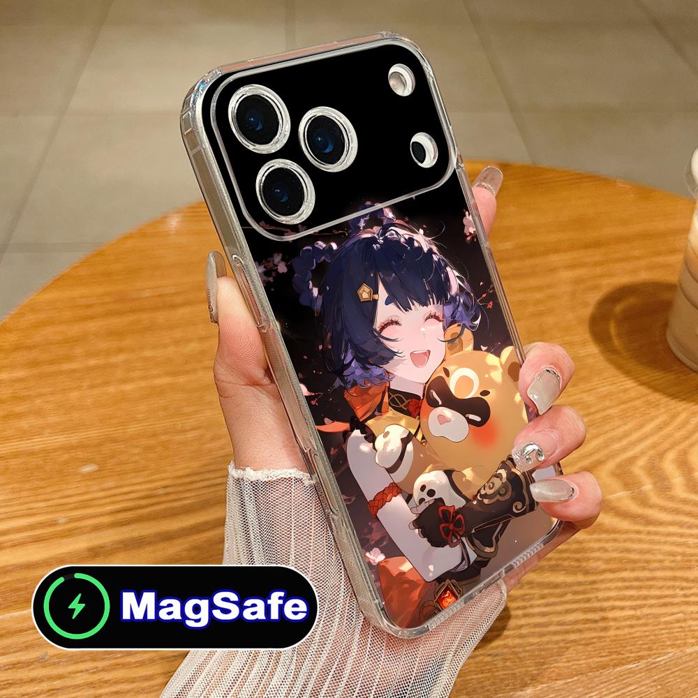 Game GI Xiangling Clear TPU Magsafe Mobile Phone Case for iPhone 17 16 15 14 13 12 11 Air Pro Max Plus Mini Colorful Cover