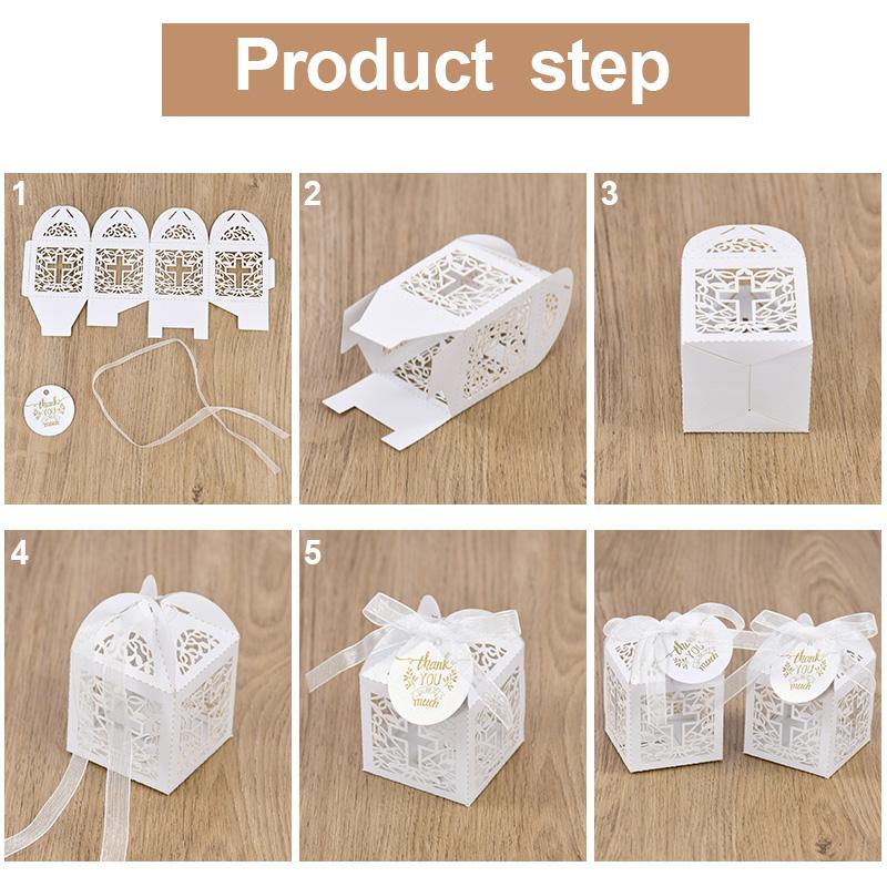 20/50 шт. Подарочные коробки для конфет на крестины с биркой «спасибо» для детей, празднование дня рождения, первое причастие, принадлежности для крещения