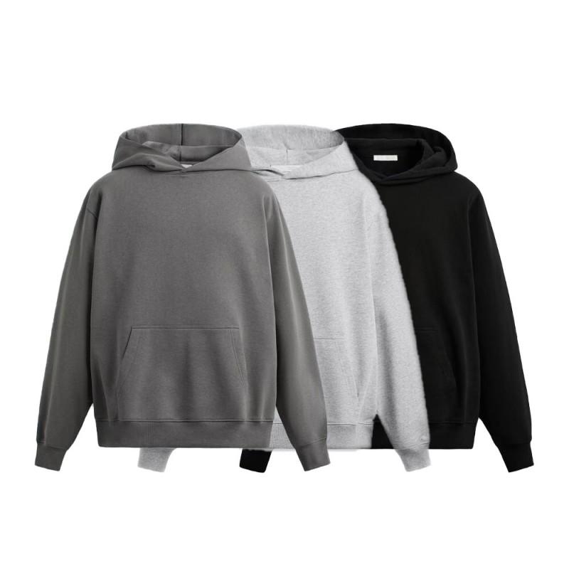 Mens Oversized Hooded Sweatshirt Solid Color Casual Long Sleeve Pullover Fall Basic Streetwear