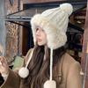 Шапка с помпоном Вязаная шапка с защитой ушей Новая шапка-бини Осень и зима
