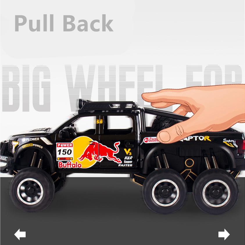 Масштаб 1/28 Ford Raptor F150, литая под давлением модель автомобиля, игрушечный автомобиль с откатным механизмом, звуком и светом для детей, коллекция подарков для мальчиков и девочек