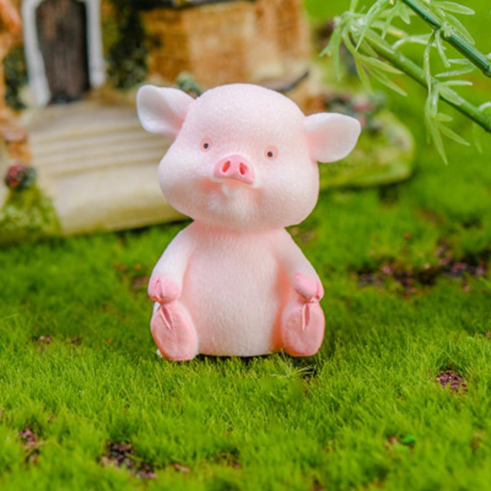 8pcs DIY Animal Statue Pink Pig  Model Dollhouse Accessory Micro Landscape Decoration Resin Craft Pig Miniature