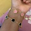Clover Women's Hand Bracelets Flower Mothers Day Double Sided Stainless Steel Bracelet Charm Fashion Zircon Accessories Gifts