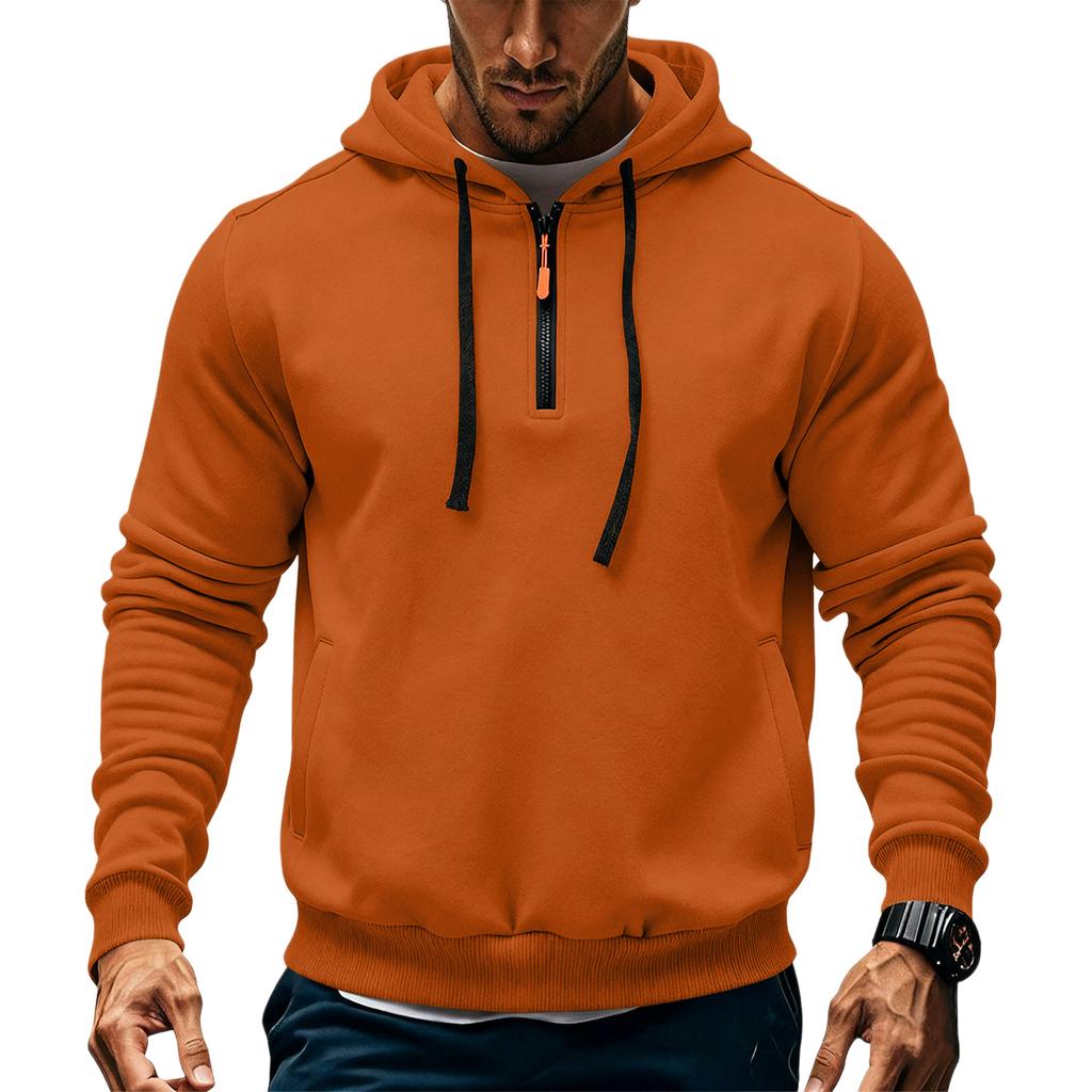 Men's Fleece Hoodie Casual Long Sleeve 1/4 Zipper Pullover Sweatshirts