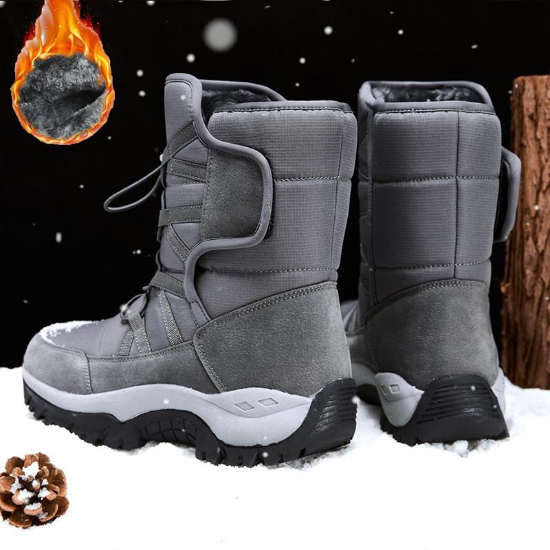 HOHO FAIR Зимняя обувь. Мужская теплая зимняя обувь с высоким берцем и пушистой толстой подошвой. Мужская зимняя спортивная обувь большого размера.