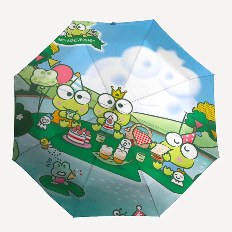 1pc Kero Kero Keroppi 35th Anniversary Automatic Opening/Closing Umbrella with Foldable Design, Iron Frame, Outdoor Use, Festival Gift, Suitable for F